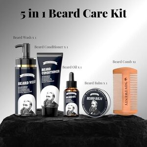 NovTwenty Gift set Men’s Beard Grooming Kit – Black & Natural Wood